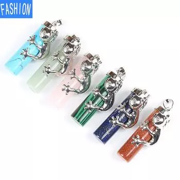 Кулон-лягушка из натурального камня, кристалла, милая лягушка, держащая шест в виде животного, ожерелье unakite