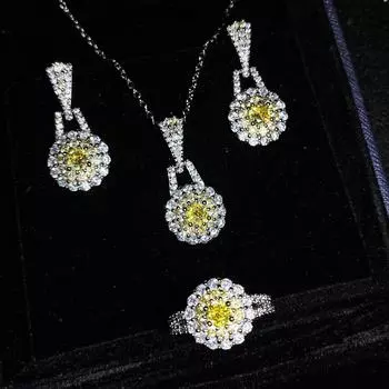 Кулон, милое и элегантное ожерелье с ключицей, кольцо, серьги, ожерелье, комплект ювелирных изделий