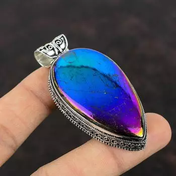 Кулон Mystic Fire из лабрадорита, подвеска из стерлингового серебра 925 пробы, изысканный кулон из драгоценного камня, винтажные ювелирные изделия ручной работы, новый кулон, свадебный подарок