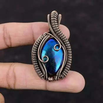 Кулон Mystic Fire Labradorite, подвеска из медной проволоки, ювелирное изделие ручной работы, подвеска из драгоценного камня, уникальный дизайн из меди, ювелирное изделие, подарок на годовщину