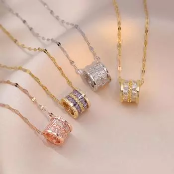 Кулон на большую талию, ожерелье из нержавеющей стали, женская японская и корейская цепочка на ключицу розовый