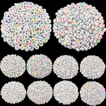 Кулон оптом DIY для изготовления ювелирных изделий ожерелье браслет свободные бусины красочные буквы 50 шт. 7 мм 22