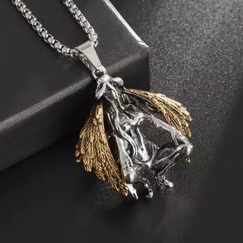 Кулон-ожерелье Devil Angel, модный темпераментный кулон для мужчин и женщин, цепочка для свитера 2#