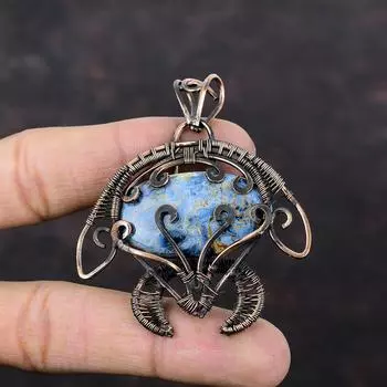 Кулон Pietersite, медная проволока, кулон, драгоценный камень, медные украшения, кулон ручной работы, ювелирные изделия, завернутый в проволоку, кулон в виде черепахи, подарок для женщин