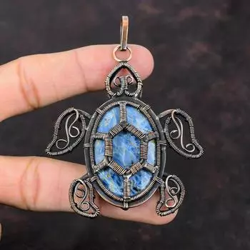 Кулон Pietersite, медная проволока, кулон, ювелирные изделия ручной работы, кулон с драгоценным камнем, медная проволока, завернутая в ювелирное изделие, кулон в виде черепахи, подарок для жены