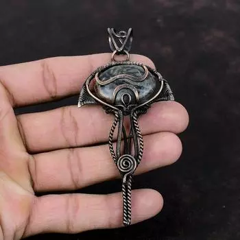 Кулон Пикассо из яшмы, медная проволока, кулон, ювелирные изделия ручной работы в стиле бохо, очень красивый кулон с драгоценным камнем, удивительный медный ювелирный подарок для мамы