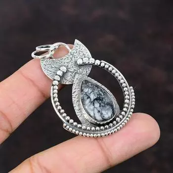 Кулон Pinolith Jasper, подвеска из стерлингового серебра 925 пробы, новые ювелирные изделия из драгоценных камней, уникальный дизайн, подвеска ручной работы, достойный ювелирный подарок для друга