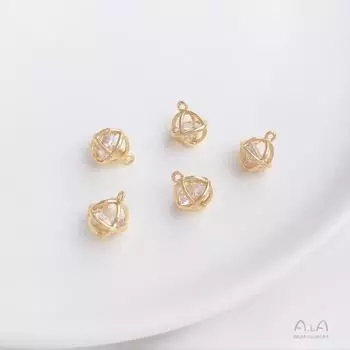 Кулон-планета из позолоченного золота 14 карат с цирконом: Шарм в форме ромба для серег и браслетов DIY