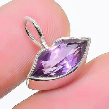 Кулон Поцелуй губ с натуральным фиолетовым аметистом, ювелирные изделия из стерлингового серебра 925 пробы, подарок ей