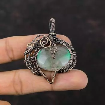 Кулон Rainbow Mystic Opal, подвеска из медной проволоки, изящная подвеска ручной работы, подвеска из проволоки, подарок на свадьбу, драгоценные камни, медные украшения