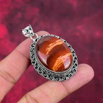 Кулон Red River Jasper, кулон из стерлингового серебра 925 пробы, ювелирные изделия ручной работы из драгоценных камней, подарки для жены, новый кулон 2.24 Inches красный