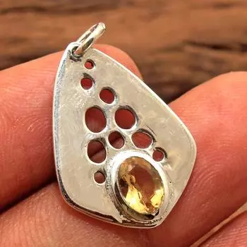 Кулон Рейки, Ювелирные изделия ручной работы, Цитриновый кулон, Ювелирные изделия из стерлингового серебра 925 пробы, Подарок на день матери, Хрустальный кулон с исцелением жёлтый