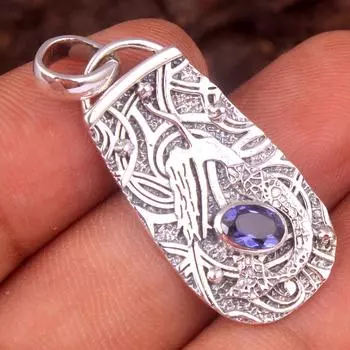 Кулон Рейки, Кулон Исцеления Кристалла, Серебряный кулон Русалки с граненым иолитовым драгоценным камнем