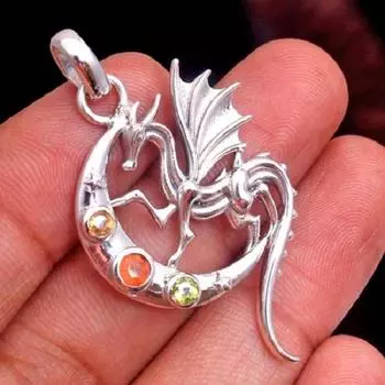 Кулон Рейки, серебряный кулон, кулон Dragon Fly, ювелирные изделия из стерлингового серебра 925 пробы, подарок на день матери, кулон с драгоценным камнем серебряный