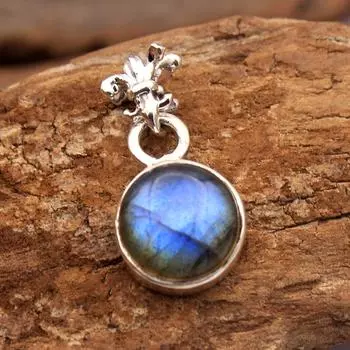 Кулон Рейки, серебряный кулон, ларимар, лунный камень, гранат, аметист, кулон из лабрадора, ювелирные изделия из стерлингового серебра 925 пробы, подарок на день матери, кулон с драгоценным камнем 11 mm белый