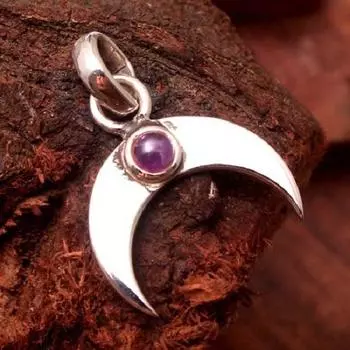 Кулон Рейки, Серебряный кулон, Лунный кулон, аметистовый кулон, ювелирные изделия из стерлингового серебра 925 пробы, подарок на день матери, кулон с драгоценным камнем фиолетовый