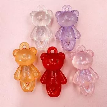 Кулон ручной работы, акрил, стоячий медведь, сделай сам, для производства ювелирных изделий, 21*39,5 мм, 5 шт., модные бусины красный