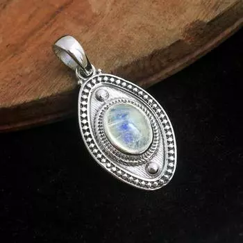 Кулон ручной работы из стерлингового серебра 925 пробы с лунным камнем, ювелирные изделия с июньским камнем белый