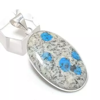Кулон ручной работы из стерлингового серебра 925 пробы с драгоценным камнем K2 Blue Azurite 1,97 дюйма B4y09