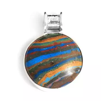 Кулон ручной работы из стерлингового серебра 925 пробы с радужным кальциевым камнем