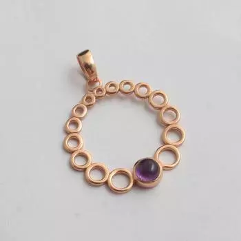 Кулон ручной работы с аметистом, позолоченный из розового золота, стерлинговое серебро 925 пробы, ювелирные изделия с февральским камнем розового золота