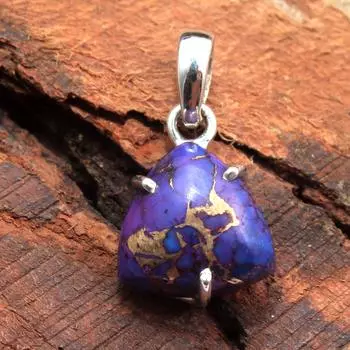 Кулон ручной работы с фиолетовой медью и бирюзой, ювелирные изделия из чистого серебра 925 пробы фиолетовый