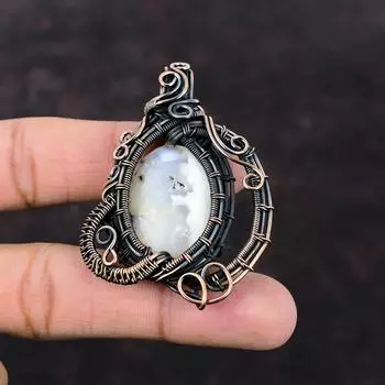 Кулон с агатом из медной проволоки, кулон с шлейфом из агата, ювелирные изделия из драгоценных камней, ручная работа, новейший дизайн, кулон из медной проволоки, ювелирный подарок для мамы