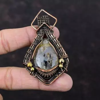 Кулон с агатом, медная проволока, кулон, антикварные ювелирные изделия ручной работы, новый кулон, медная проволока, драгоценный камень, ювелирный подарок для мамы