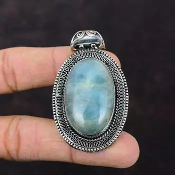 Кулон с аквамарином, винтажный кулон, ювелирные изделия из драгоценных камней, подвеска из стерлингового серебра 925 пробы, удивительный кулон ручной работы, новейший дизайн, ювелирный подарок для мамы