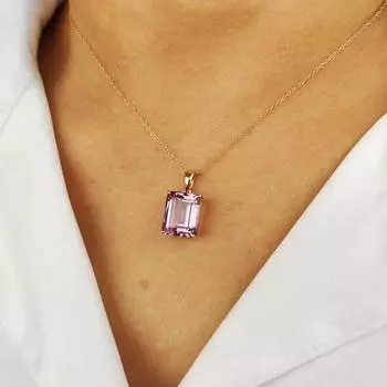 Кулон с аметистом Натуральный аметист Фиолетовый кулон Февральский камень