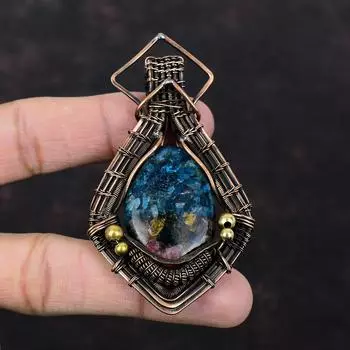 Кулон с арбузом и турмалином, медная проволока, кулон, медные украшения, кулон ручной работы, ювелирные изделия из настоящего драгоценного камня для подарка, элегантный кулон