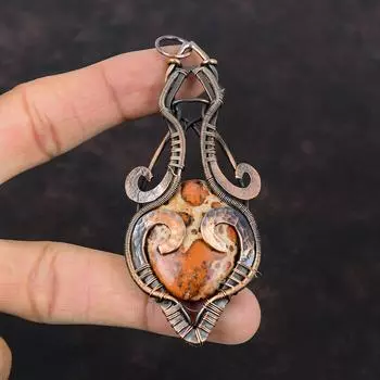 Кулон с астероидом яшма, медная проволока, кулон ручной работы, новый кулон с астероидом, ювелирные изделия из яшмы, кулон с натуральным драгоценным камнем, подарок для нее