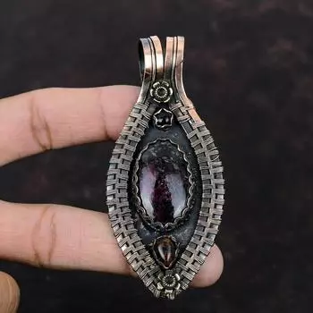 Кулон с эвдиалитом, медная проволока, кулон из красного дерева, кулон с обсидианом, ювелирные изделия ручной работы с синим солнечным камнем, кулон из натурального драгоценного камня, свадебный подарок