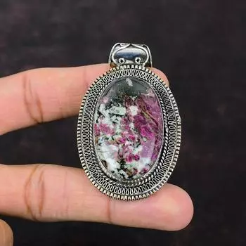 Кулон с эвдиалитом, подвеска из натурального драгоценного камня, антикварные ювелирные изделия, подвеска из стерлингового серебра 925 пробы, удивительный винтажный кулон, подарок для ее кулона ручной работы