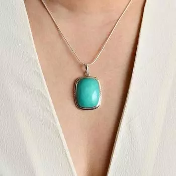 Кулон с бирюзой, 14 карат, эффектный драгоценный камень с бирюзой, серебро 925 пробы, ожерелье для матери, подарок, ювелирное изделие для любимой