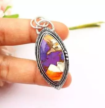 Кулон с бирюзой устрицы Ожерелье с бирюзой устрицы Кулон из стерлингового серебра 925 пробы