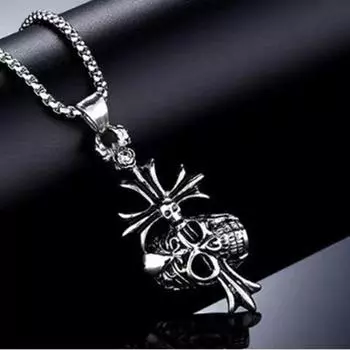 Кулон с черепом, ожерелье с крестом, кулон, мужское ожерелье, женское ожерелье серебряный