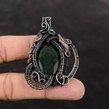 Кулон с драгоценным камнем из кровавого камня Кулон из медной проволоки Дизайнерский кулон Медные украшения Кулон ручной работы Ювелирные изделия из кровавого камня Подарок на годовщину