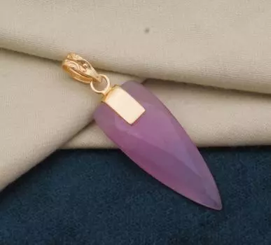 Кулон с драгоценным камнем из лавандового нефрита, кулон с драгоценным камнем из нефрита, кулон с позолотой 22 карата, кулон с подарком на годовщину, кулон с заявлением