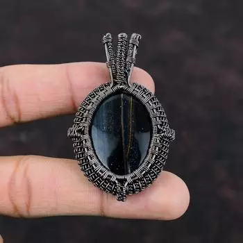 Кулон с драгоценным камнем из неллита, ювелирные изделия из медной проволоки, кулон ручной работы, медный кулон, ювелирные изделия из неллита, ювелирные изделия из проволоки, кулон, подарок для нее