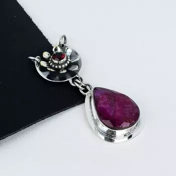 Кулон с драгоценным камнем Кашмирский рубин, серебро 925 пробы — дизайн ручной работы, повседневные украшения, уникальный кулон с красным гранатом, подарки на День матери 2.95 красный