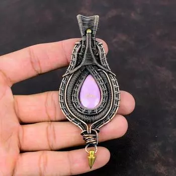 Кулон с фосфосидеритом, медная проволока, обернутая подвеской с драгоценным камнем, ювелирные изделия с фосфосидеритом, стильный кулон, медные украшения ручной работы, подарок на помолвку