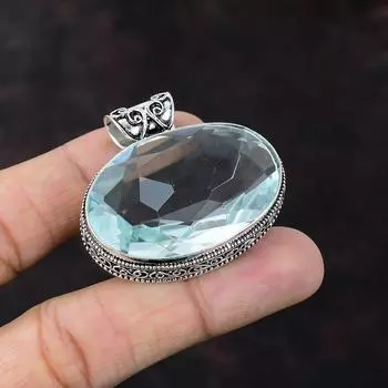 Кулон с граненым апатитом, одно качество, ювелирные изделия из драгоценных камней, подвеска из стерлингового серебра 925 пробы, дизайнерские ювелирные изделия ручной работы, винтажный кулон, подарок для друга