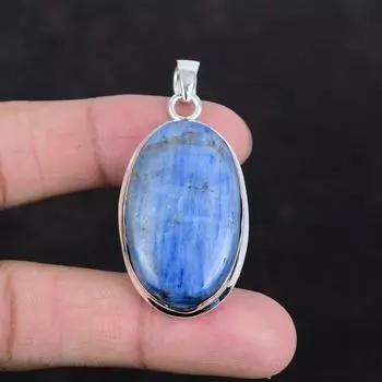 Кулон с кианитом, натуральный драгоценный камень, кулон из стерлингового серебра 925 пробы, уникальный кулон, свадебные украшения, дизайнерский кулон ручной работы, подарки для жены