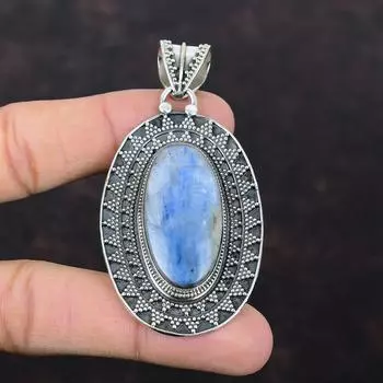 Кулон с кианитом, подвеска из стерлингового серебра 925 пробы, оригинальные ювелирные изделия из драгоценных камней, уникальный кулон, подарок для нее, ювелирные изделия с кианитом ручной работы, винтажные подвески