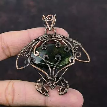 Кулон с кровавым камнем, медная проволока, кулон, кулон в виде черепахи, медные украшения, кулон ручной работы, ювелирные изделия из проволочной обмотки для подарка, кулон с драгоценным камнем