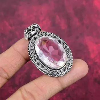 Кулон с кунцитом, ювелирные изделия из цельного серебра 925 пробы с драгоценными камнями, кулон ручной работы, на День памяти 2.04 Inches розовый