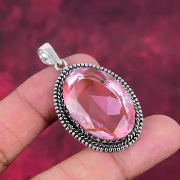 Кулон с кунцитом, ювелирные изделия из цельного серебра 925 пробы с драгоценными камнями, кулон ручной работы, на День памяти 2.08 Inches розовый