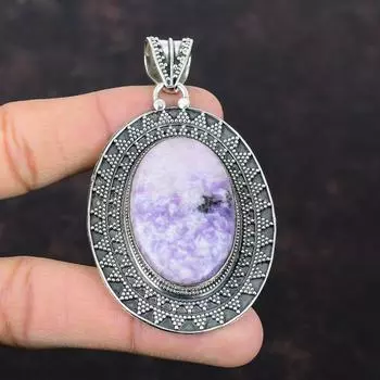 Кулон с лепидолитом, ювелирные изделия ручной работы из стерлингового серебра 925 пробы, винтажный ювелирный подарок для женщин, серебряные украшения, кулон с целебным камнем