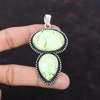 Кулон с лимонным хризопразом, подвеска из стерлингового серебра 925 пробы, винтажные ювелирные изделия ручной работы, подвеска из драгоценного камня высшего качества, подарок для девочки, ювелирные изделия из камня по случаю рождения